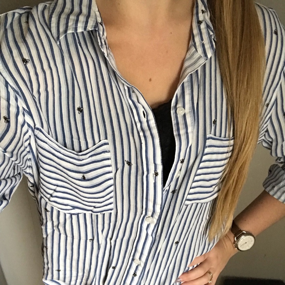 A.N.A striped bee shirt